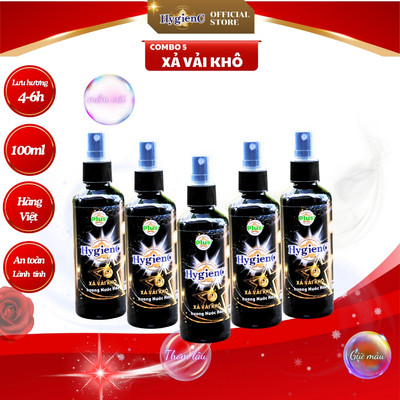 [Đen Combo 5 chai] Nước xả vải khô HygienC Plus dạng xịt thơm quần áo - Dung tích 100ml - XVK5