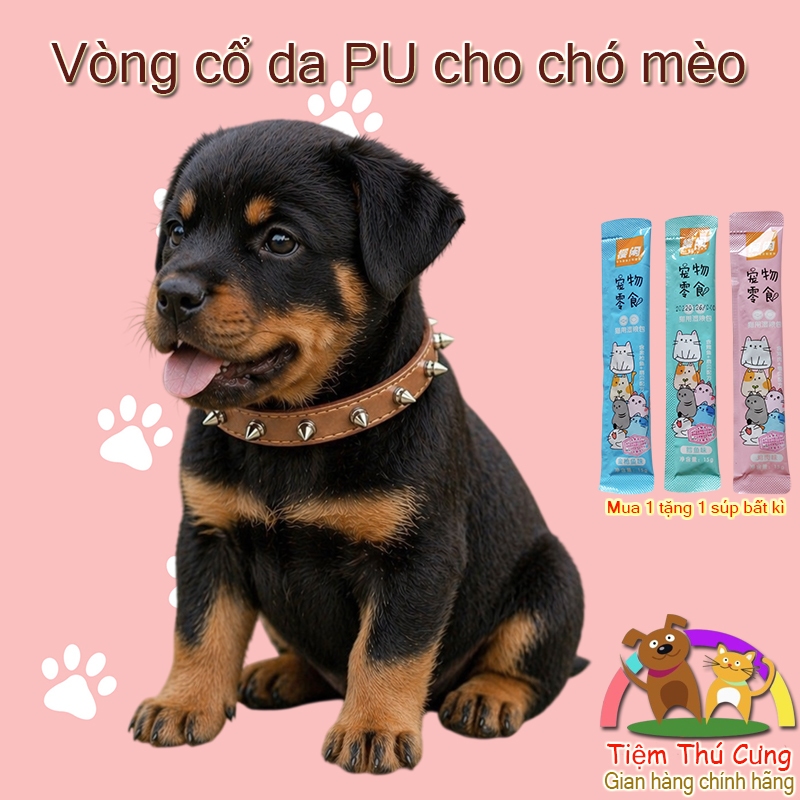 Vòng cổ da đinh cho chó dưới 6kg Thanh lí