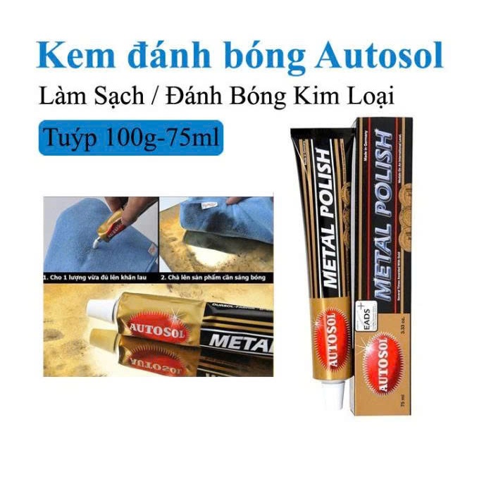 ( COMBO 10 TUÝP ) AUTOSOL GERMANY Kem đánh bóng kim loại, sơn inox, nhôm Autosol Metal Polish 75ml