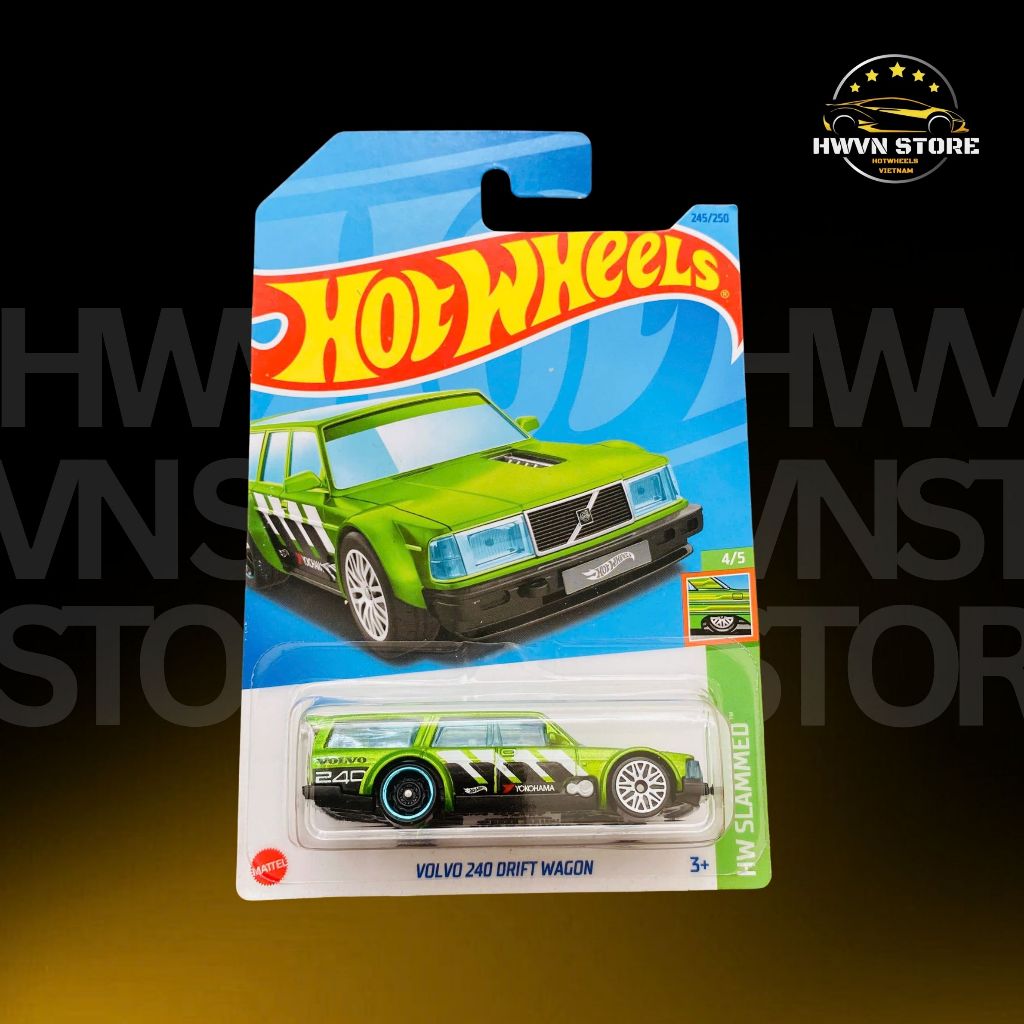 Xe mô hình Hotwheels Volvo 240 Drift Wagon màu xanh lá