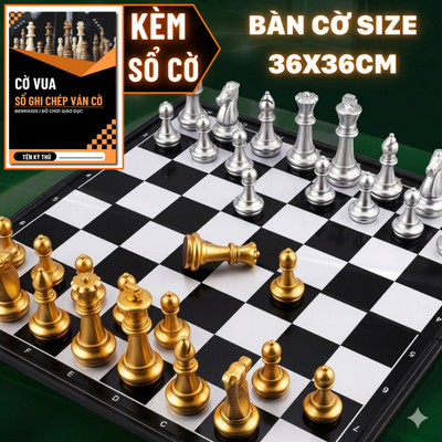 Sét Bộ Cờ Vua Nam Châm Mạ Vàng Bạc Size Đại Và Sổ Ghi Chép Ván Cờ Benrikids Có Hướng Dẫn Cách Chơi Cho Bé