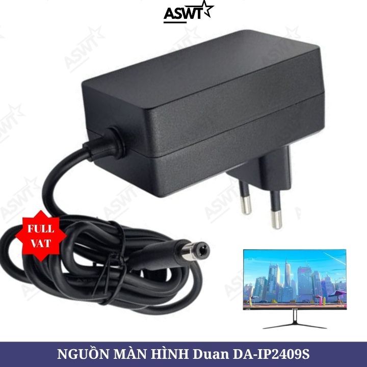 Dây nguồn màn hình máy tính Duan DA-IP2409S 24" IPS 12V - Có VÁT, adapter màn hình Duan 22inch 24inc