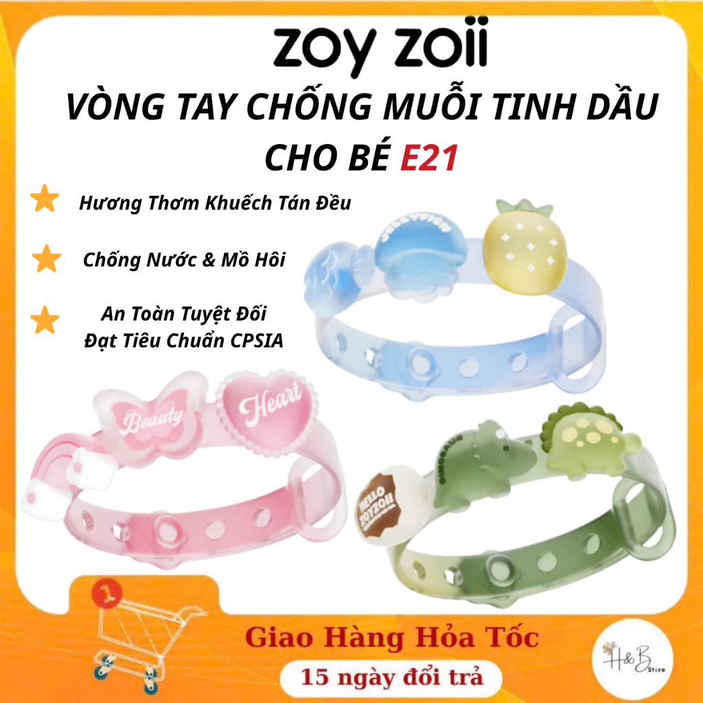 Vòng Tay Chống Muỗi Zoyzoii E21 - Tinh Dầu Tự Nhiên, Hương Thơm Khuếch Tán Đều, An Toàn Cho Bé Đạt T