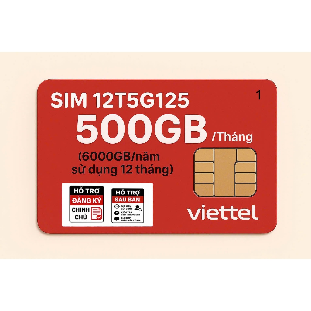 [ĐỘC QUYỀN - H93] SIM VIETTEL 5G 12T5G125 500GB/Tháng (Sử dụng 12 tháng) - Đăng ký chính chủ.BH tại 