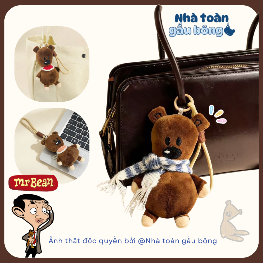 Móc Khoá Gấu Teddy Mr Bean Huyền Thoại, Phụ Kiện Gấu Bông Cute Gắn Liền tuổi thơ, móc khoá gấu bông(