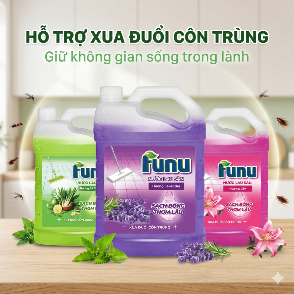 Nước Lau Sàn Funu Sạch Nhanh Sau Một Lần Lau, Khử Mùi Hôi Hiệu Quả, Hỗ Trợ Xua…