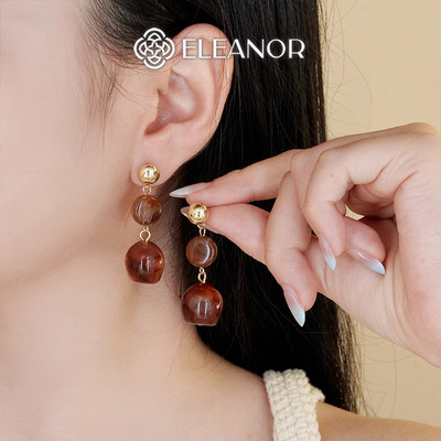 Bông tai nữ chuôi bạc 925 Eleanor Accessories dáng thả đính đá phụ kiện trang sức khuyên tai 11807