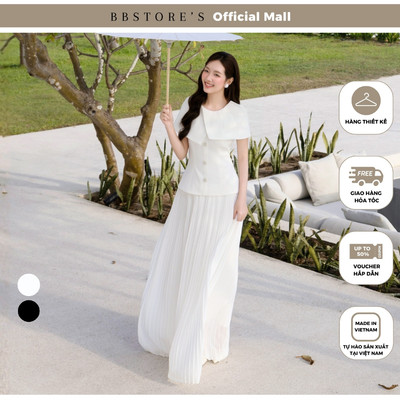 BBSTORE'S Đầm Cúp Ngực Tiệc Linen Dáng Xòe Kèm Choàng Và Tag Cài Đá Cúp Ngực  - DAE07B