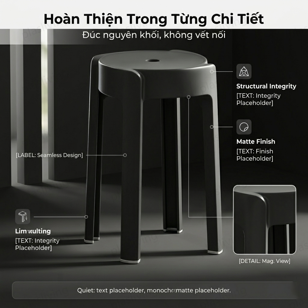 Ghế Đẩu Tròn Nhựa, Ghế Xếp Chồng, Dày Dặn, Thiết Kế Đơn Giản, Hợp Gia Đình, Bền Đẹp, Tiết Kiệm Chỗ | BigBuy360 - bigbuy360.vn