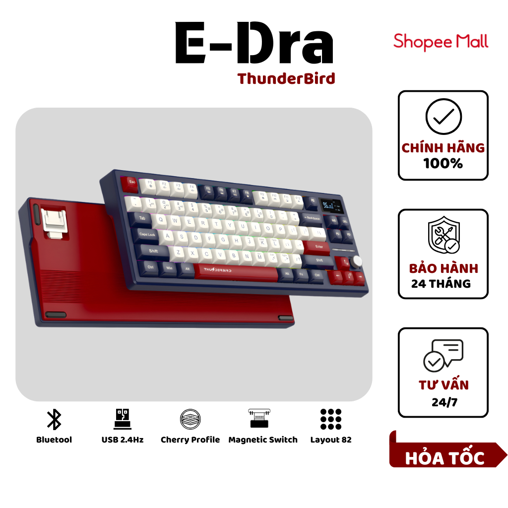 Bàn Phím Cơ ThunderBird TGK375WHE ( Rappid Trigger/ 3 Mode/ Pin:3400 mAh/ Leg RGB/ Hotswap )