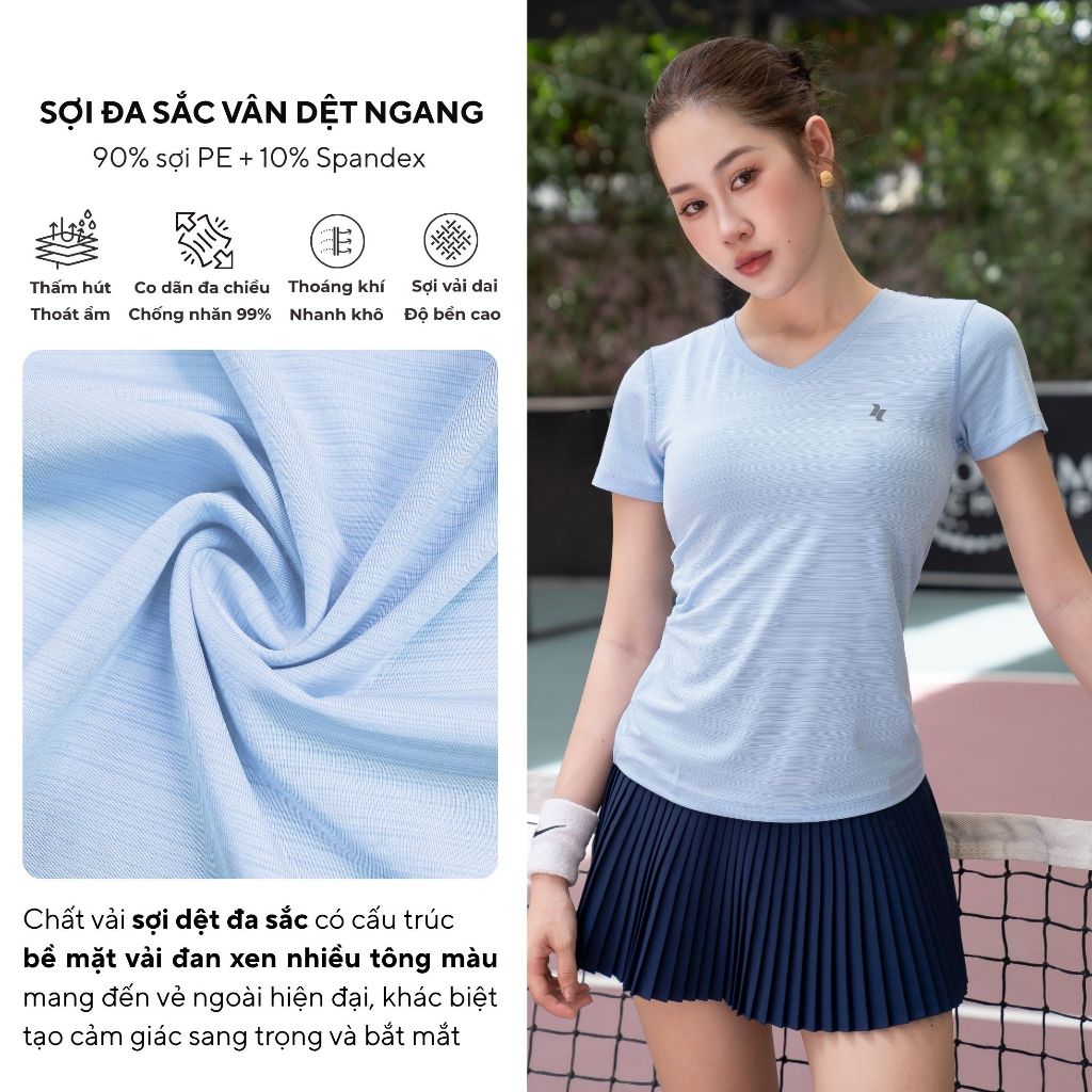 Áo thun thể thao nữ cổ tim REETA tập gym,chạy bộ,cầu lông,yoga...chất vải siêu thoáng mát- A006 | BigBuy360 - bigbuy360.vn