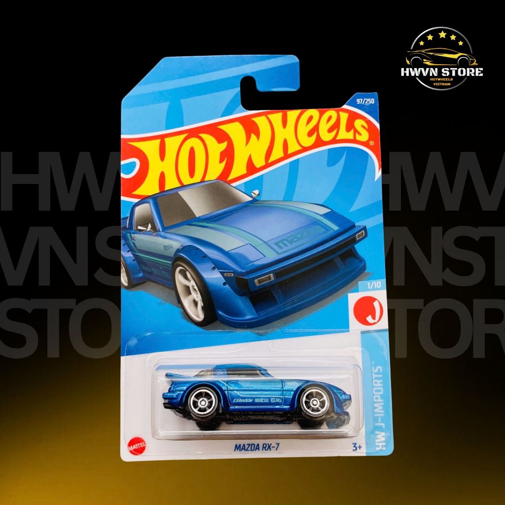 Xe mô hình Hotwheels Mazda RX-7 màu xanh dương