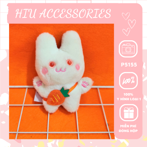 [P5201 - HIU ACCESSORIES] Móc khóa con thỏ nhồi bông mắt ngọc, Móc khóa balo