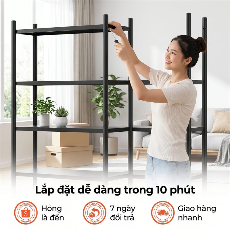 BMZAR Kệ để đồ đa năng thép cacbon đen Kệ sắt Có bánh xe Kệ lò vi sóng Chịu tải tối đa 500kg [Mẫu mới 2026] | BigBuy360 - bigbuy360.vn