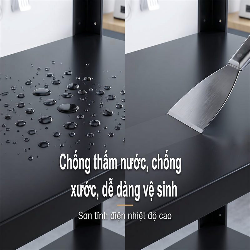 BMZAR Kệ để đồ đa năng thép cacbon đen Kệ sắt Có bánh xe Kệ lò vi sóng Chịu tải tối đa 500kg [Mẫu mới 2026] | BigBuy360 - bigbuy360.vn