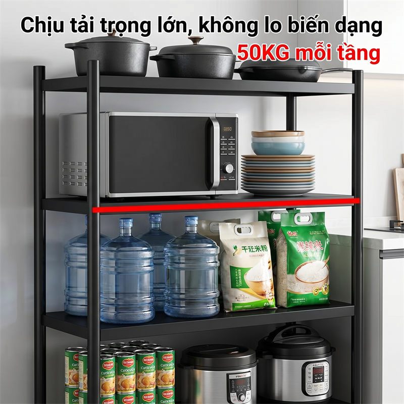 BMZAR Kệ để đồ đa năng thép cacbon đen Kệ sắt Có bánh xe Kệ lò vi sóng Chịu tải tối đa 500kg [Mẫu mới 2026] | BigBuy360 - bigbuy360.vn