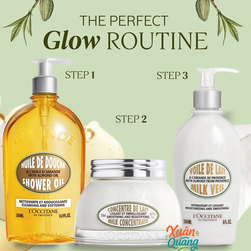 Kem Dưỡng Ẩm Săn Chắc Da Hạnh Nhân L'Occitane Almond Milk Concentrate 200ml / Almond Shower Oil