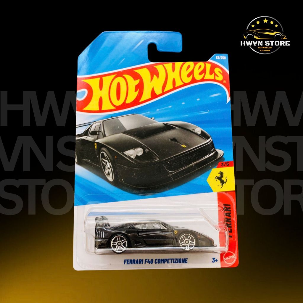 Xe mô hình Hotwheels Ferrari F40 Competizione màu đen