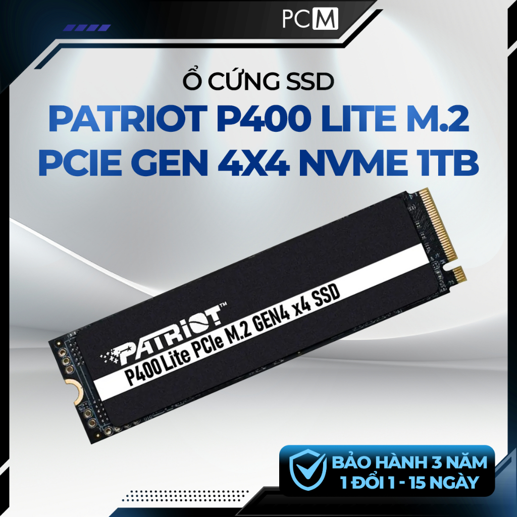 SSD Patriot P400 Lite 1TB M.2 2280 PCIe Gen 4x4 NVMe 3500MBs 2700MBs 3 Năm Bảo Hành