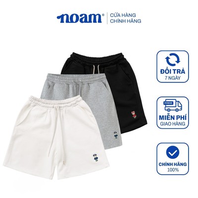 Quần Short Unisex NOAM Original Fox Vải nỉ mềm mịn - Màu Đen/ Trắng/ Xám