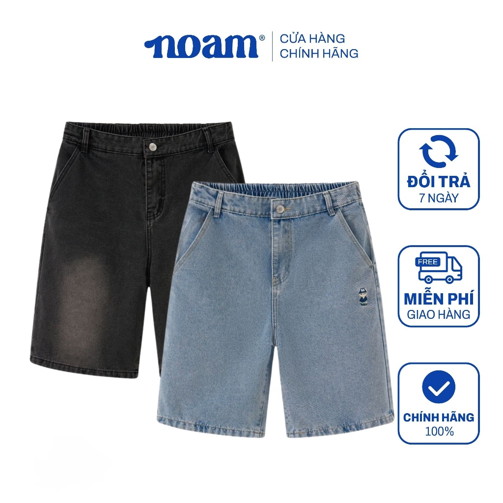 Quần Short Jean Unisex NOAM Original Fox - Màu Xanh/ Đen