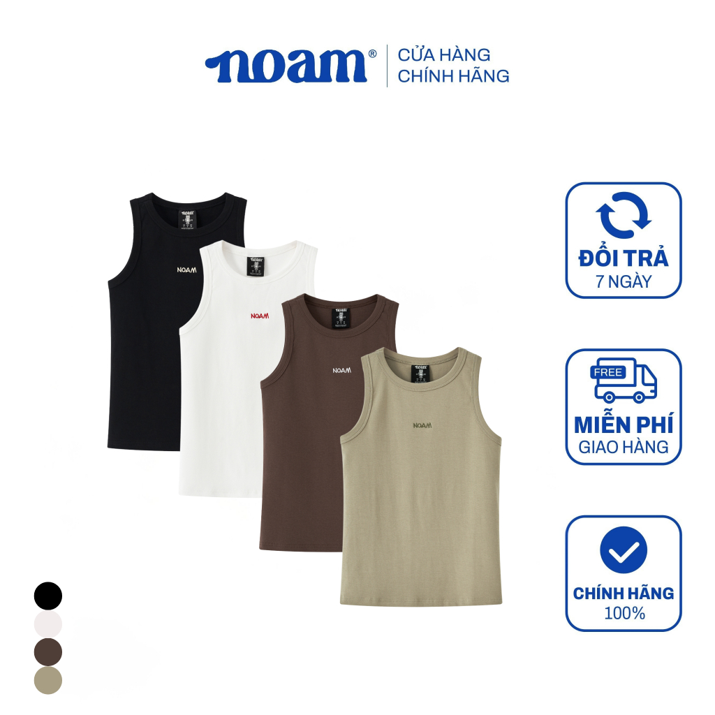 Áo tank top NOAM basic tank top chất liệu thun 4 chiều cao cấp - Màu trắng/ nâu/ đen/ xanh olive