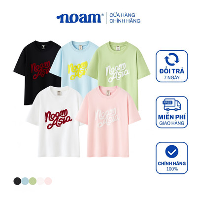 Áo thun form rộng thêu xù NOAM Fuzzy 100% Cotton 280GSM - Màu hồng pastel/ xanh dương/ xanh cốm