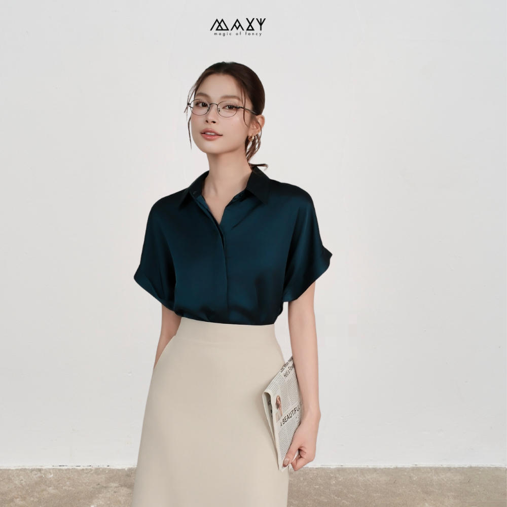 Áo sơ mi nữ công sở ngắn tay Sleeve Shirt Mallard mùa hè Maxy Workshop