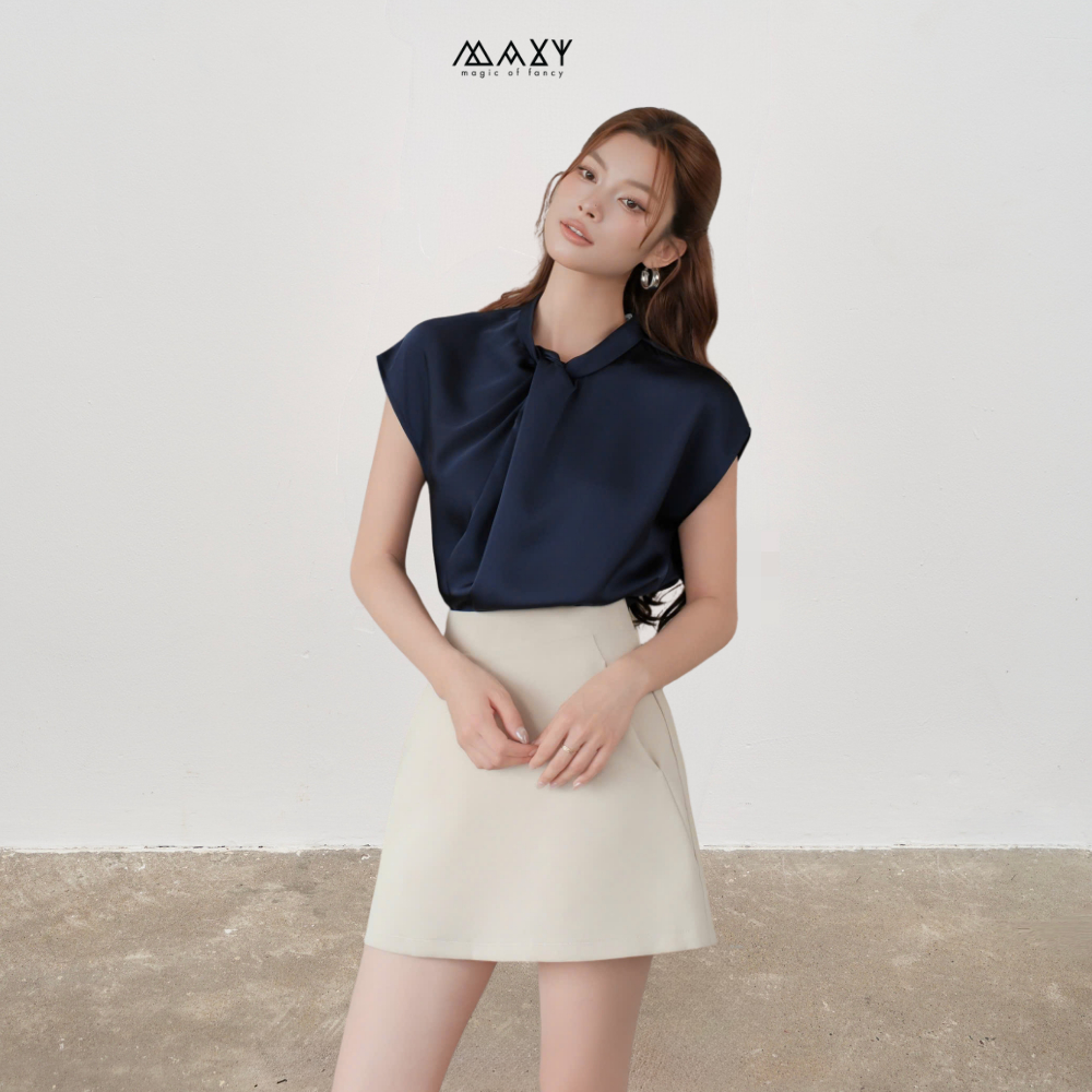Áo kiểu nữ lụa sang chảnh Knot Sleeve Top Maxy Workshop