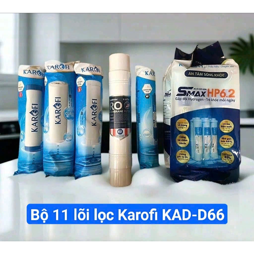 Bộ 11 Lõi lọc Karofi KAD-D66 - (123 Smax Duo + RO USA + HP 6.2 + Nano silver )