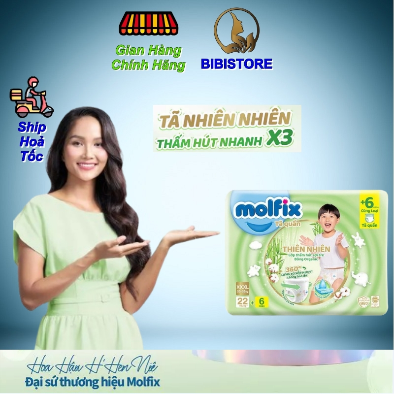Combo 2 Gói Bỉm Molfix Tã Quần XXXL 20-35kg Gói 22+6 miếng (Bibistore TB)