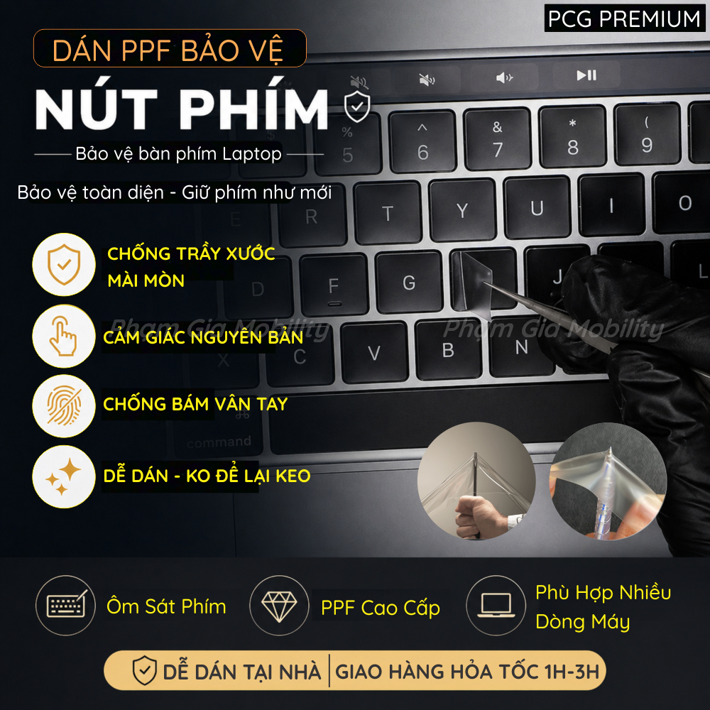 Dán Cao Cấp Bảo Vệ Nút Phím cho các dòng Laptop MacBook Dell SurFace Asus... (PHẢI IB DÒNG MÁY) PPF,