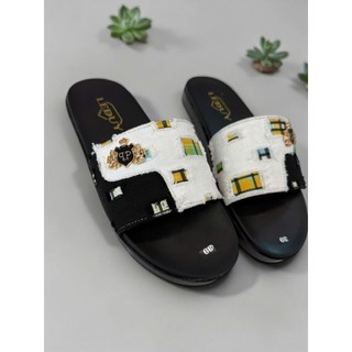 Dép Quai Khâu Trắng vá Đen Unisex Hot Trend – Đế Cao Su 2 Lớp Êm Ái, Bền Chắc, Full Size 36–45