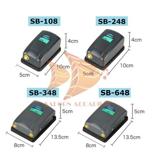 MÁY BƠM SỦI TẠO OXY SOBO SB-108 | 248 | 348 | 648 – CHO HỒ CÁ THỦY SINH ( TẶNG DÂY + ĐẤU THỔI O2 )