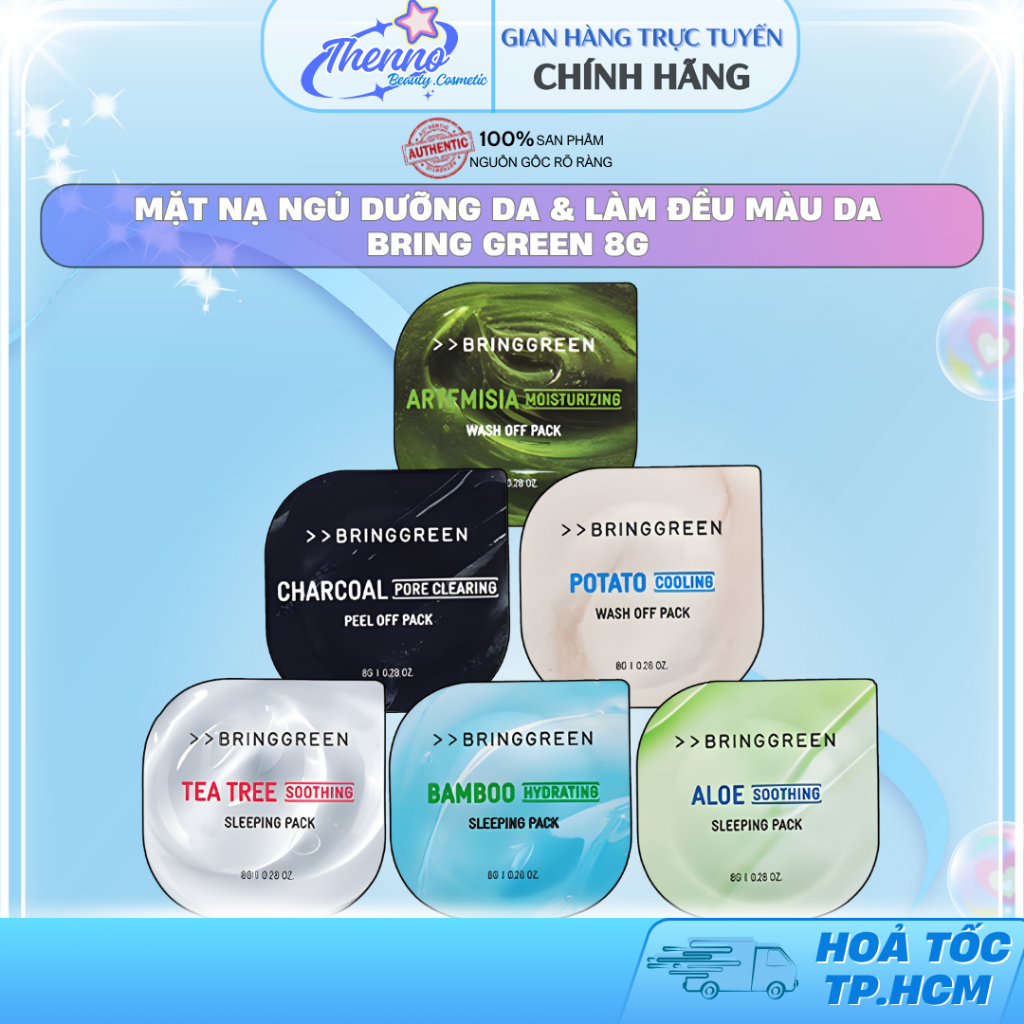 Mặt Nạ Ngủ Dưỡng Da & Làm Đều Màu Da Bring Green 8g Hàn Quốc