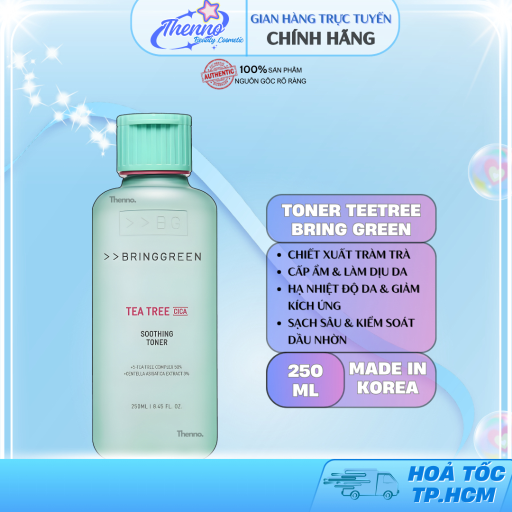 Nước Hoa Hồng Tràm Trà Bring Green Tea Tree Cica Soothing Toner 250ml Hàn Quốc