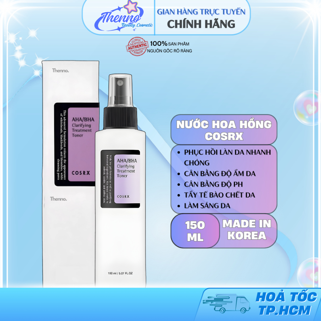 Nước Hoa Hồng Cosrx Tẩy Da Chết Hóa Học Giảm Mụn Đầu Đen AHA BHA Toner 100ml Hàn Quốc