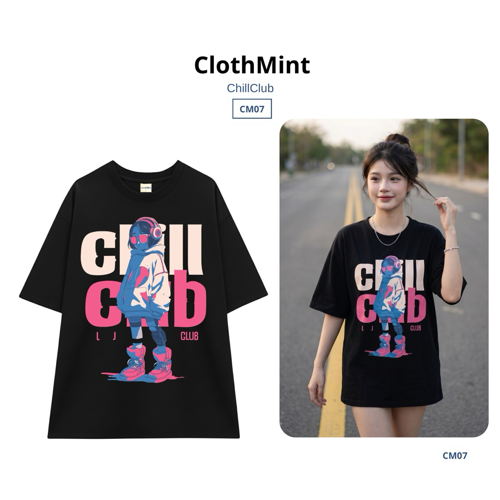 Áo thun ClothMint Chill Club 250GSM - Unisex Oversized T-Shirt CM07