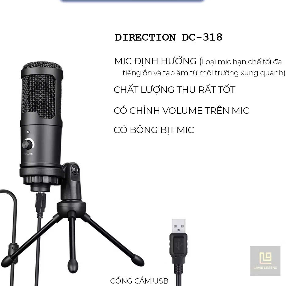 MICRO KANEN MIC 205 DC-318 ĐỂ BÀN LIVE STREAM, HỘI NGHỊ CHÂN CẮM 3.5MM + USB PHÙ HỢP LAPTOP, MÁY TÍN