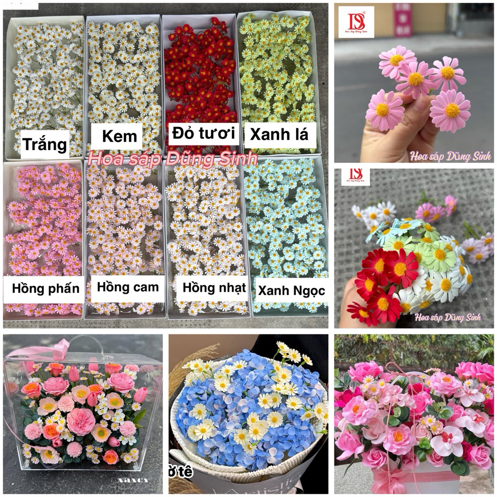 H333 ( Hộp 50 chùm ) Hoa cúc Tana sáp, hoa sáp cao cấp, hoa sáp thơm cắm bó hoa, giỏ hoa, lãng hoa t