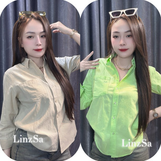Áo sơ mi nữ Tay Dài túi chữ  3 Màu cotton bột bụi nhăn nhẹ mát -LinzSa