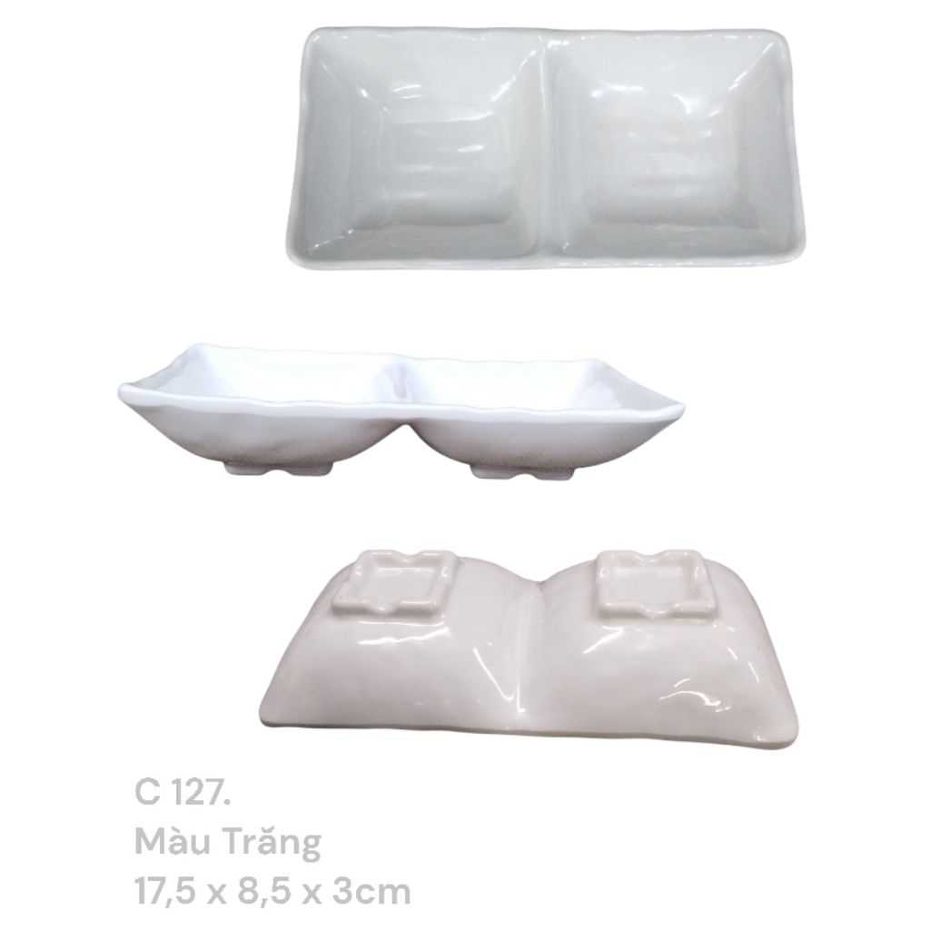 ĐĨA ĐỰNG NƯỚC CHẤM 2 NGĂN MELAMINE HORECA ( C127)