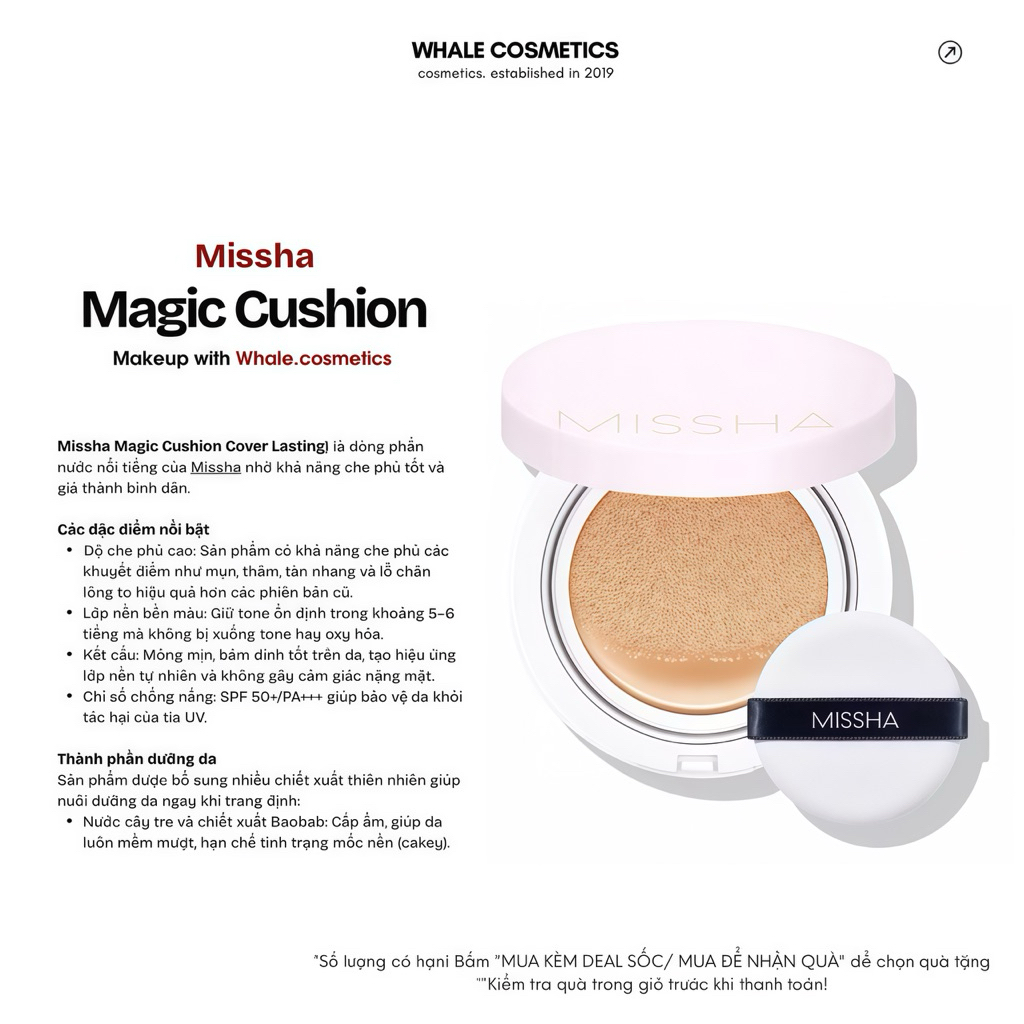 (Hồng) Phấn Nước Missha Magic Cushion Cover Lasting