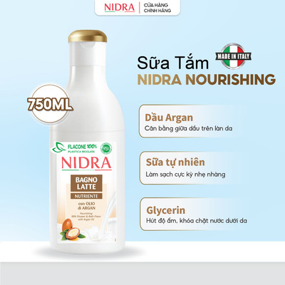 NIDRA Sữa Tắm  Argan – Dưỡng Da Căng Mướt, Hương Sang Trọng Quyến Rũ – 750ml