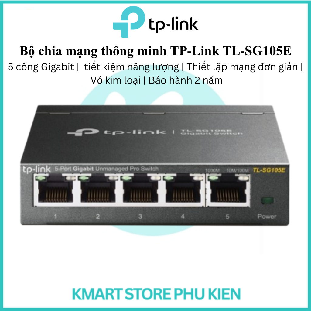 Bộ chia mạng thông minh TP-Link TL-SG105E | 5 cổng Gigabit | Tiết kiệm điện | Thiết lập mạng đơn giả
