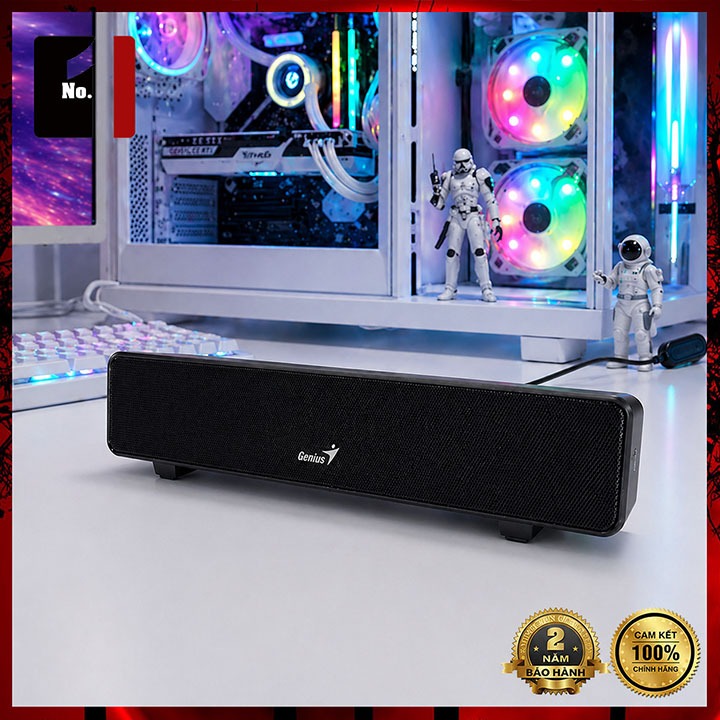 Loa Thanh Soundbar Máy Tính Để Bàn GENIUS 100 Loa Vi Tính Laptop Mini Âm Thanh Hay Bass Lớn Có Dây