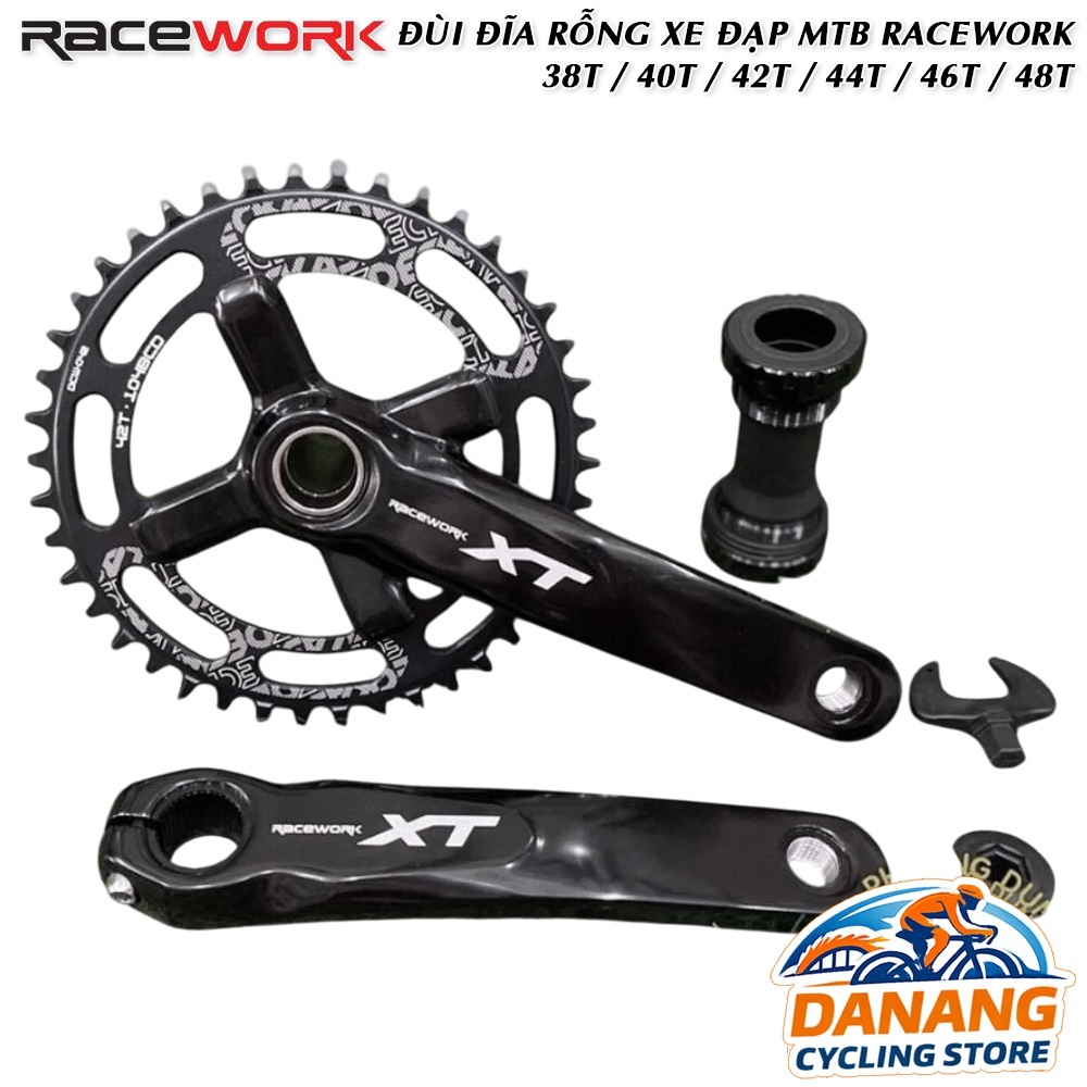 Đùi Đĩa Rỗng Xe Đạp MTB 1 Tầng RACEWORK XT | Giò Dĩa MTB, Trục Rỗng, Nhôm Bền Nhẹ