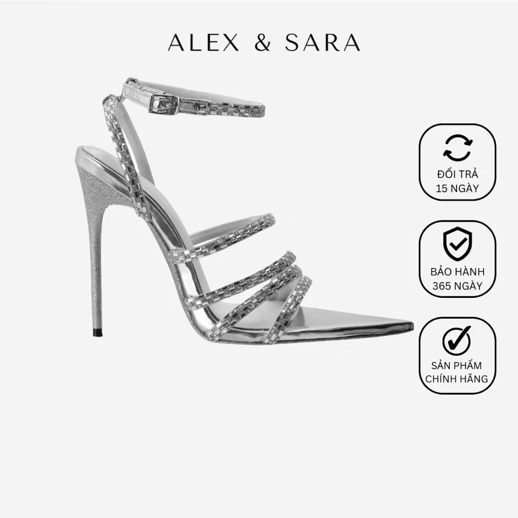 AL200 - Giày cao gót nữ Alex & Sara eirian heels màu đen đính đá nhập cao cấp, sang trọng đẳng cấp c
