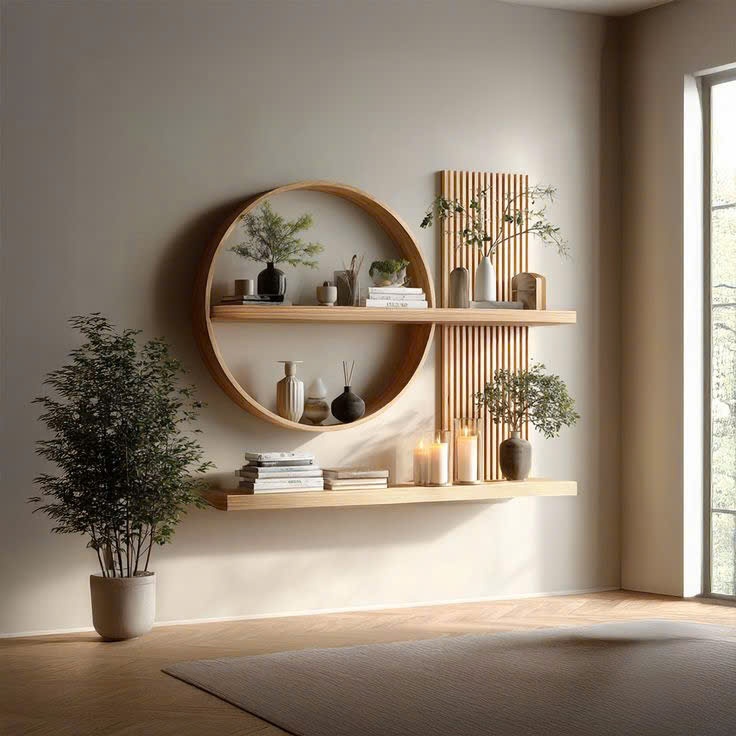 Kệ decor phong cách Janpand gỗ Plywood phủ Veneed nhập khẩu cao cấp