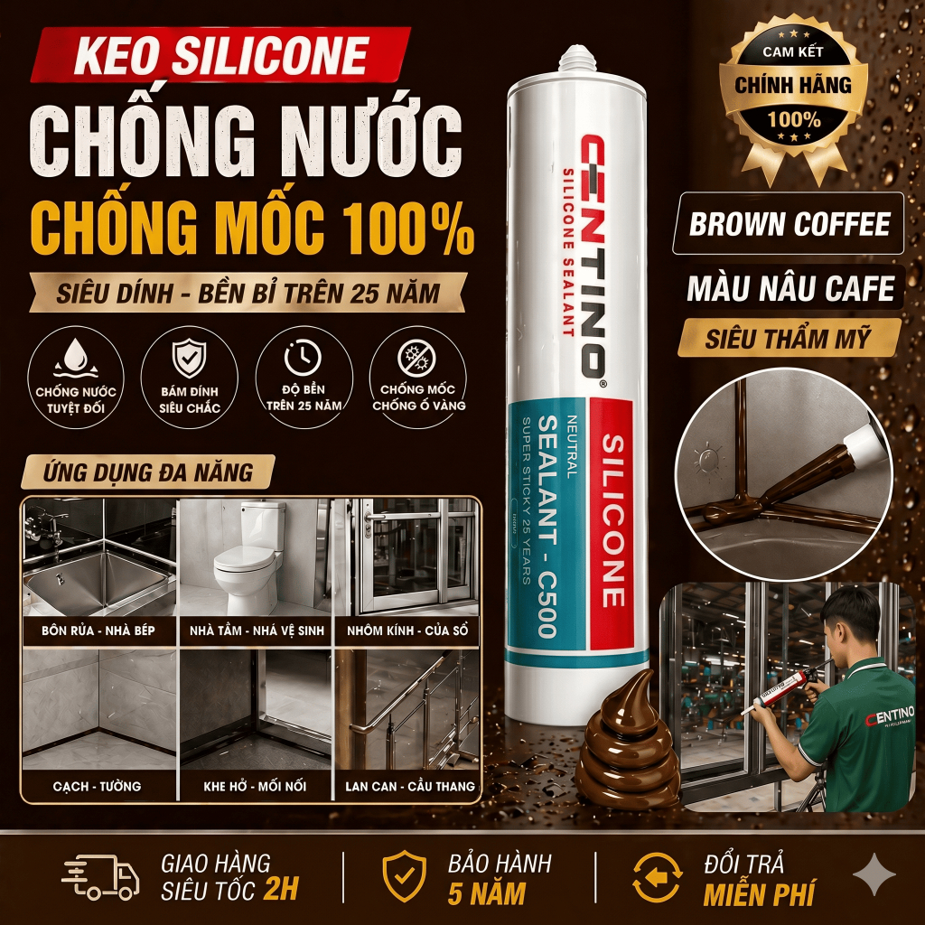 Keo silicon A500 màu Nâu (caffe) - Centino